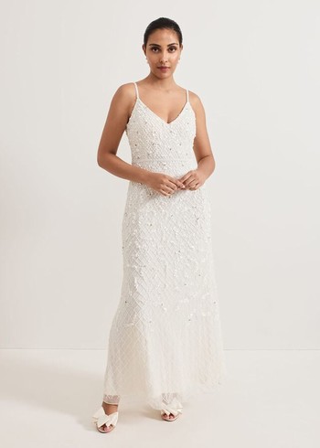 Phase Eight Petite Alexia Embellished Wedding Dress White Australia | EL2198673